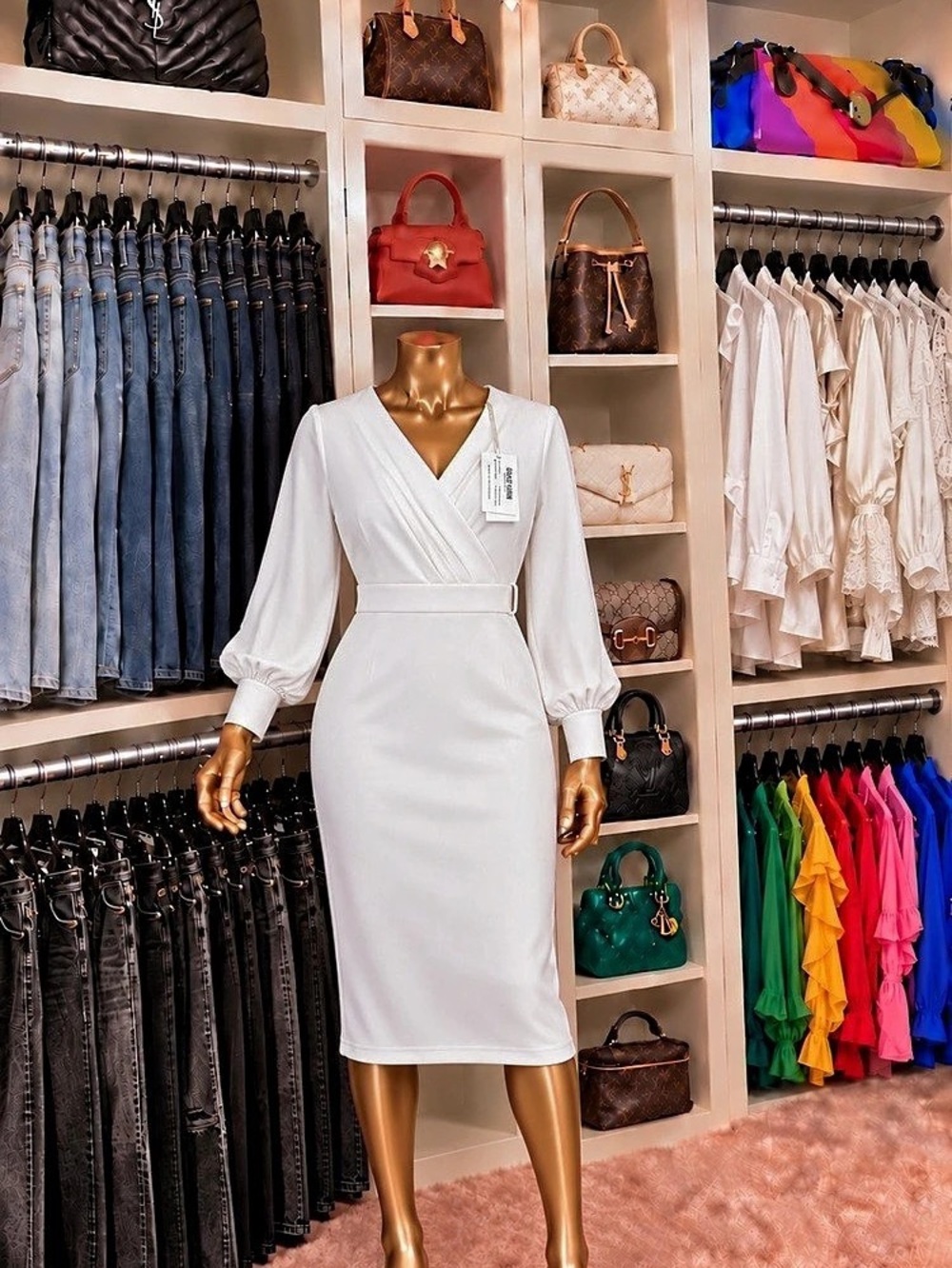 Milly White Wrap Midi Dress NWT